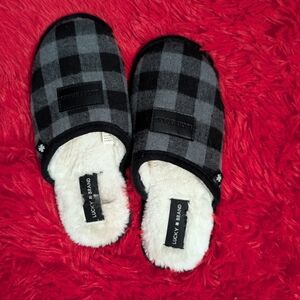 Lucky Brand Black and Gray Checkered Slippers Never Worn